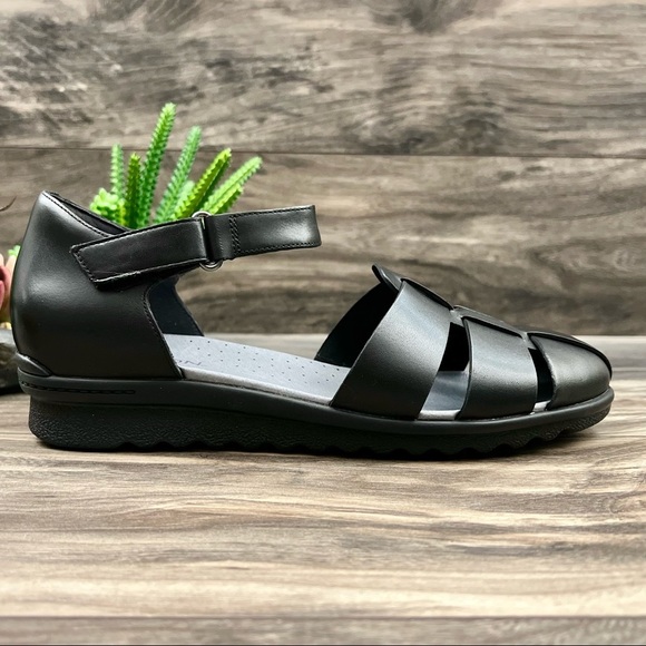 NIB Aravon Josie Two Piece Mary Jane Fishman Sandal Closed Toe Black - Picture 6 of 12